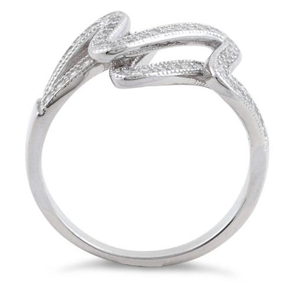 Sterling Silver Scribble Ring with CZ - Picture 3 of 4